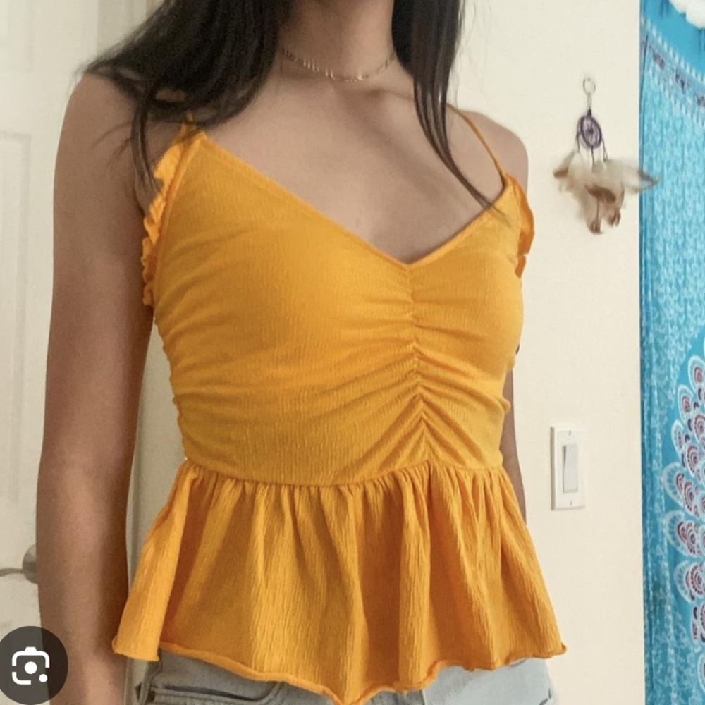 Women's Orange Ruffled Top - Picture 8 of 9